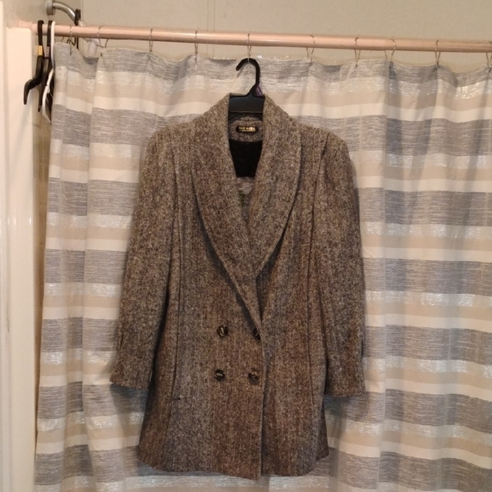 Elegant Women's Charcoal Double-Breasted Jacket